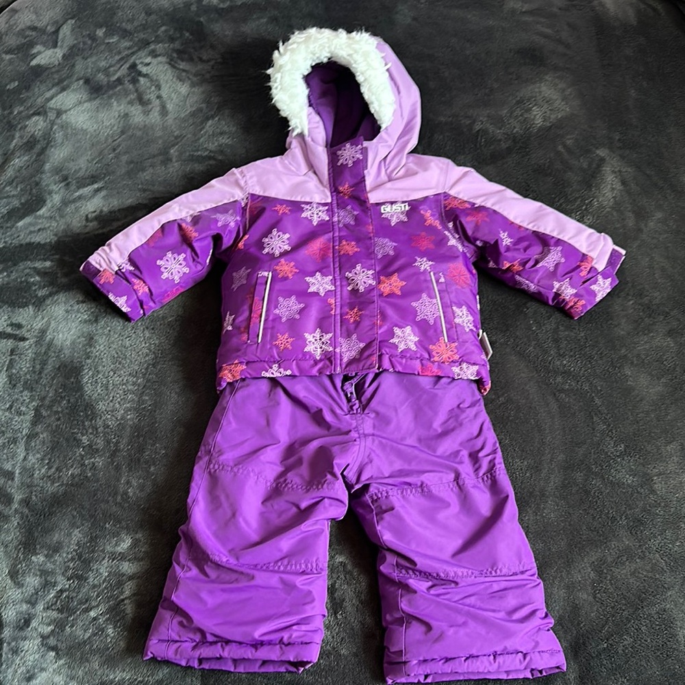 Gustin Purple Snowflake Winter Jacket and Snow-pants set